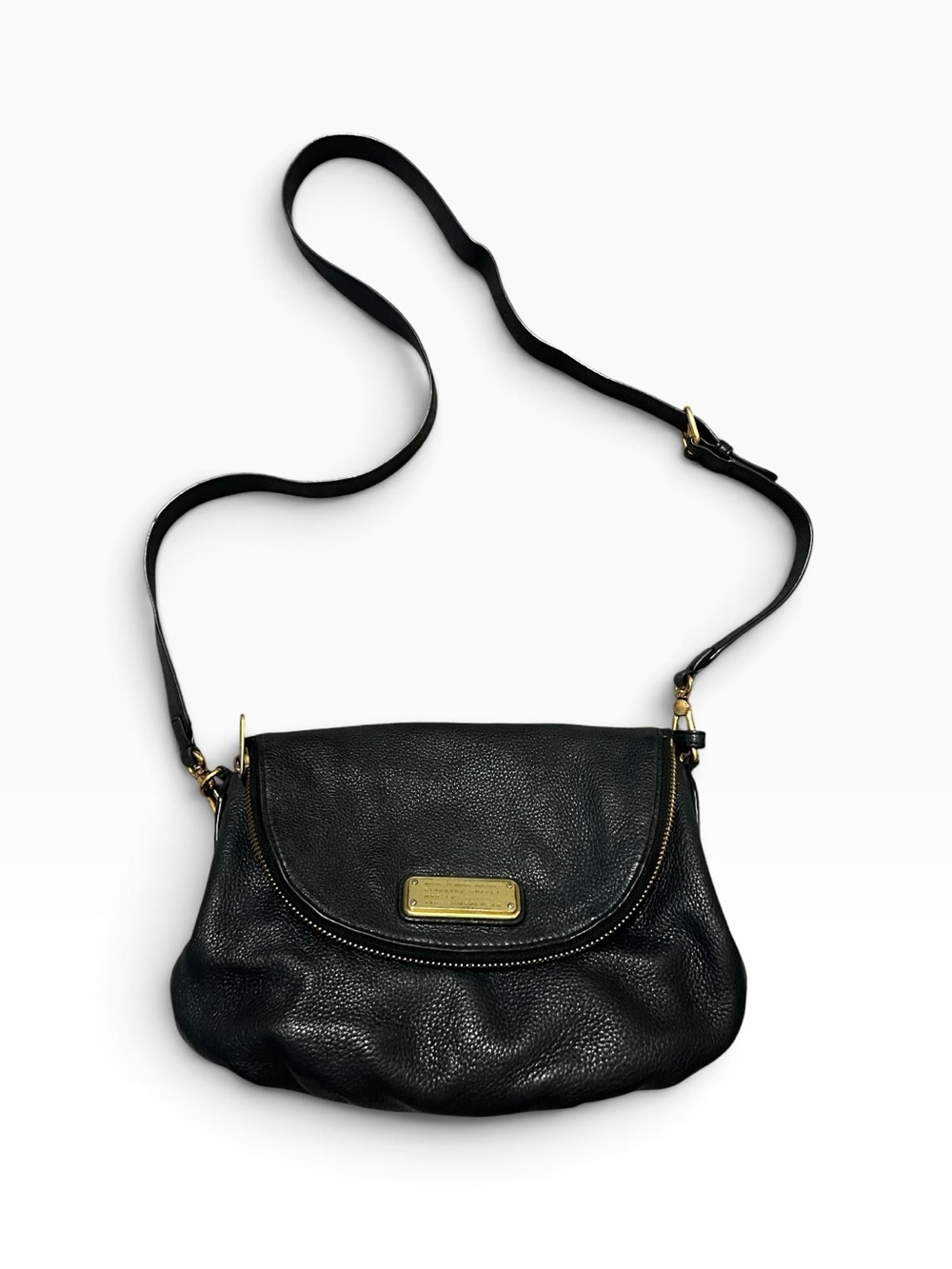 Marc by Marc Jacobs Black Natasha Pebbled Leather Crossbody with Gold Hardware